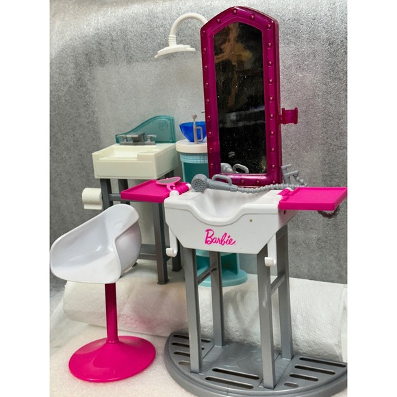 Barbie Styling Station Vanity Mirror Sink Pretend Play Toy Kids Hair Salon Play - Picture 5 of 6